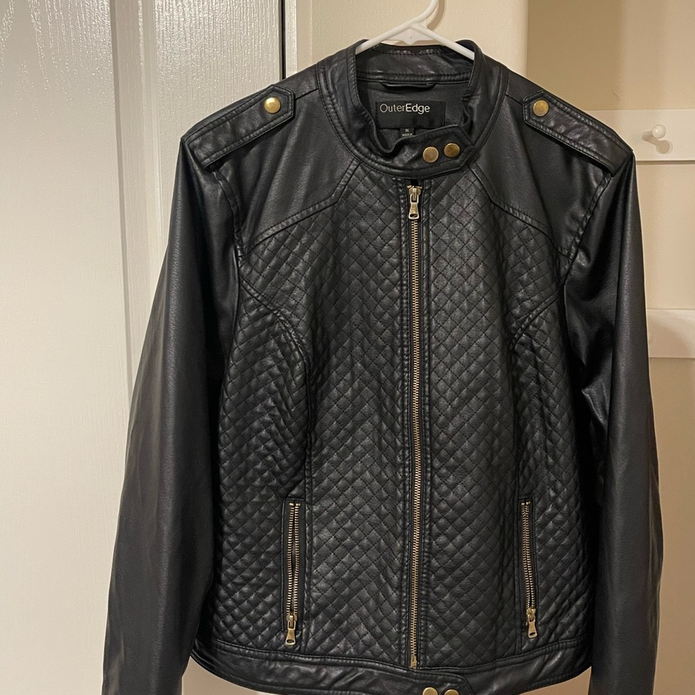 Outer Edge Black Quilted Leather Jacket